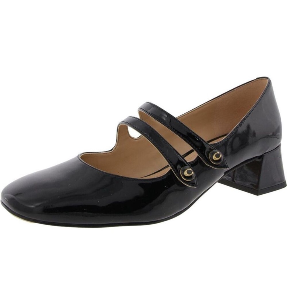 Coach IN BOX Angelina Black Patent Leather Mary Jane Short Heel Size 9.5